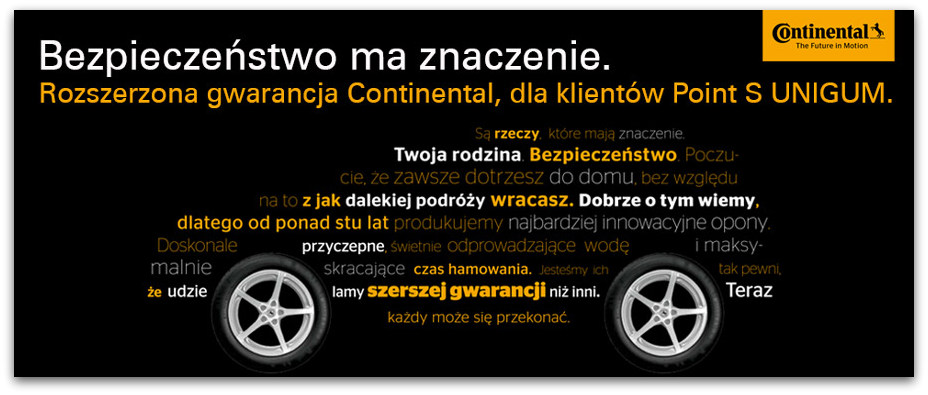 Bezpieczeństwo ma znaczenie - rozszerzona gwarancja Continental, dla klientów Point S UNIGUM