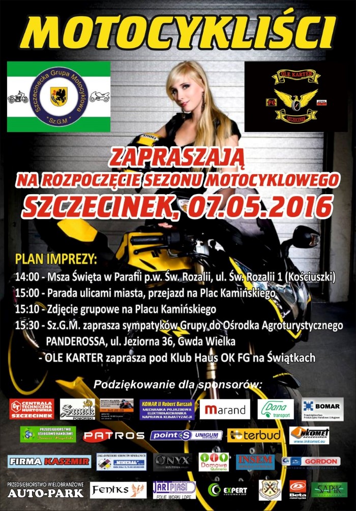 Rozpoczęcie sezonu motocyklowego w Szczecinku - plakat