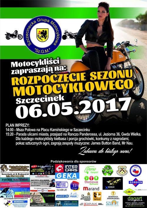 Zapraszamy na rozpoczecie sezonu motocyklowego 2017 w Szczecinku - plakat