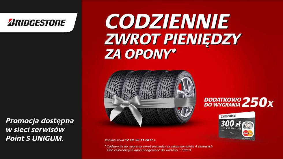 Zimowa promocja opon Bridgestone w serwisach Point S UNIGUM