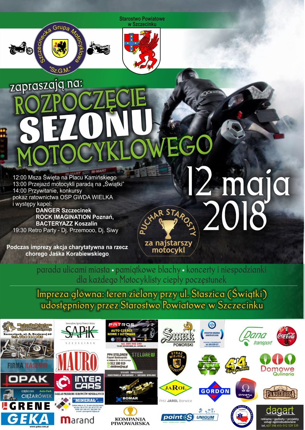Zapraszamy na rozpoczęcie sezonu motocyklowego w Szczecinku plakat