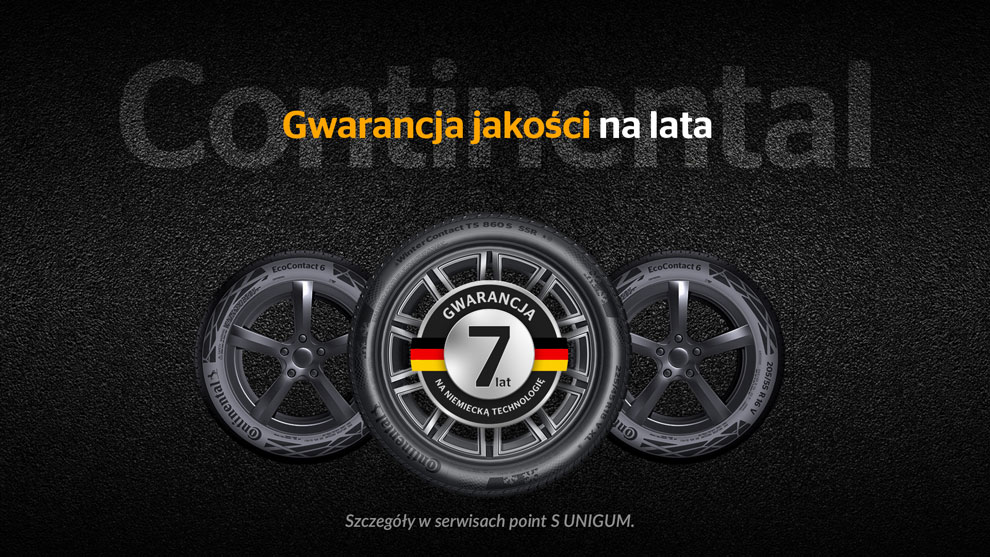 7 lat gwarancji na opony Continental