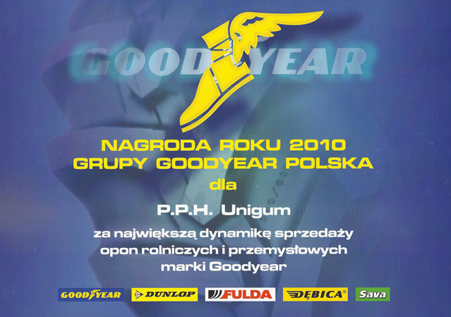 Nagroda za największą dynamikę sprzedaży od Goodyear