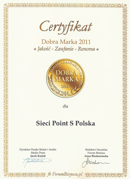 Certyfikat Dobra Marka 2011